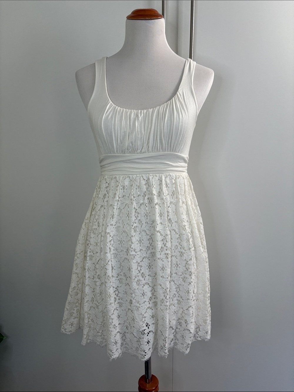 maitai Ivory Lace Scoop-Neck Mini Dress S